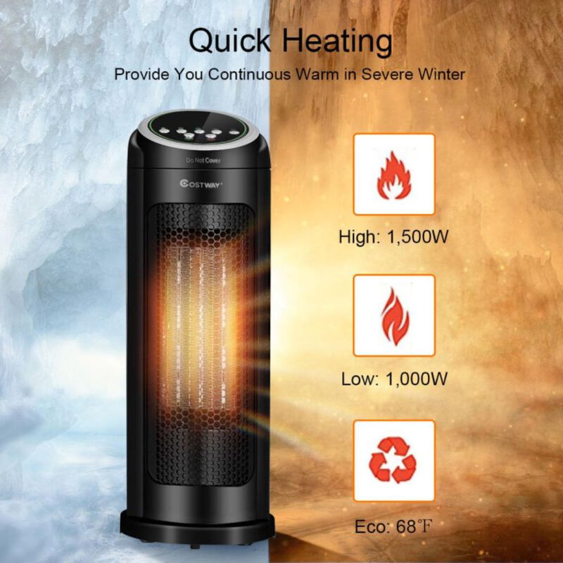 Costway 1500 W LED Portable Oscillating PTC Ceramic Space Heater