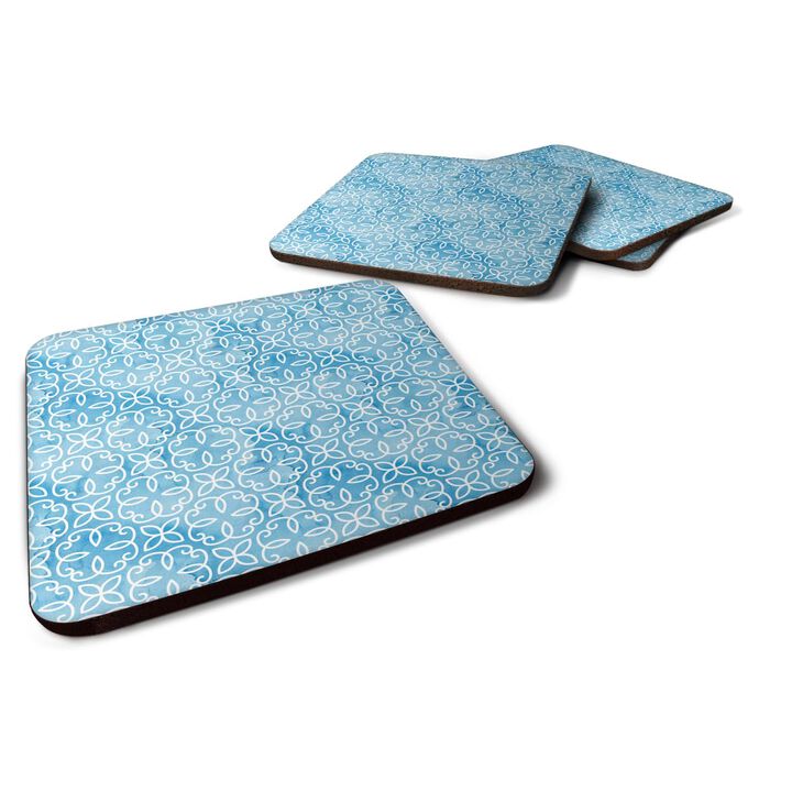 Caroline's Treasures Watercolor Geometric Cirlce on Blue Decorative coasters, 3.5, Multicolor