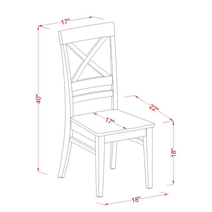 East West Furniture Quincy  Dining  Dining  room  Chair  With  X-Back  in  Black  &  Cherry  Finish,  Set  of  2