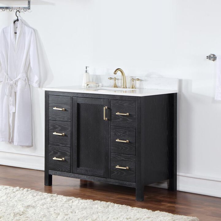 Altair 42 Single Bathroom Vanity Set in Black Oak without Mirror