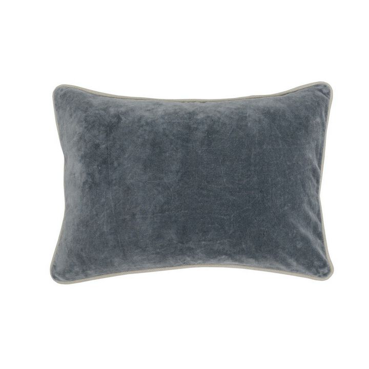 Rectangular Throw Pillow with Cotton Cover, Gray-Benzara