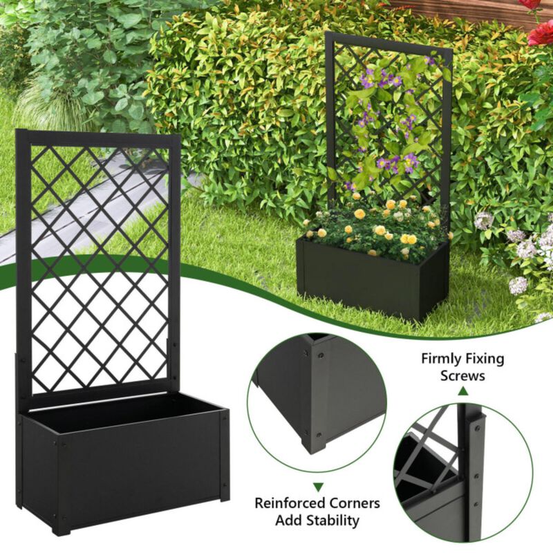 Hivvago 49 Inch Metal Raised Garden Bed with Trellis-Black