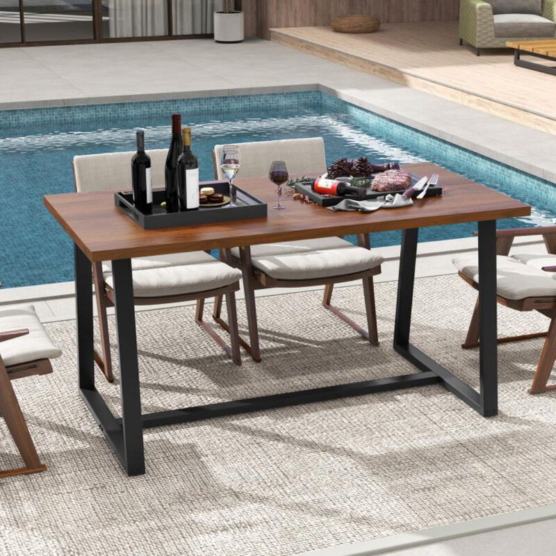 Hivvago Large Dining Table with Heavy-duty Metal Frame and Anti-slip Foot Pads