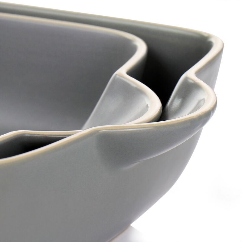 Gibson Home Rockaway 2 Piece Stoneware Nesting Bakeware Set in Grey