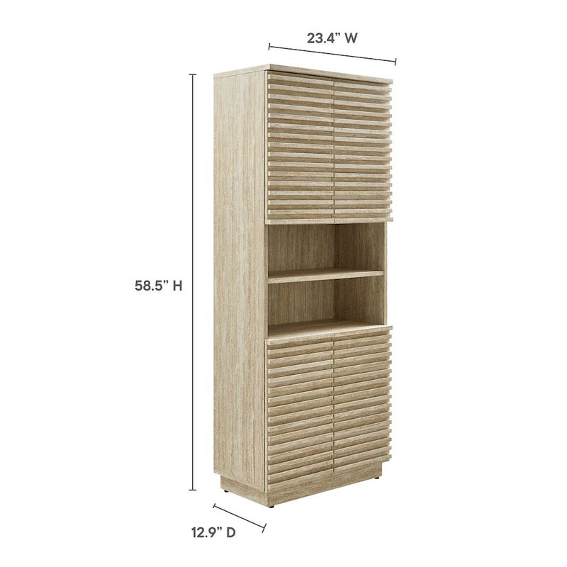 Modway Render Tall Faux Travertine Linen Storage Cabinet