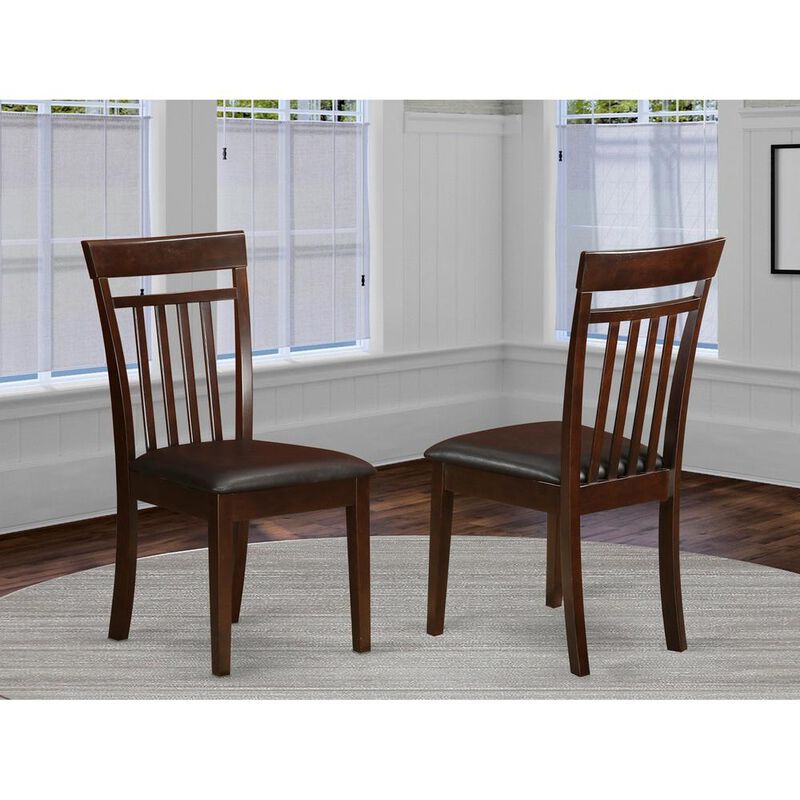 East West Furniture Capri  slat  back    Chair  for  dining  room  with  Leather  Upholstered  Seat  ,  Set  of  2