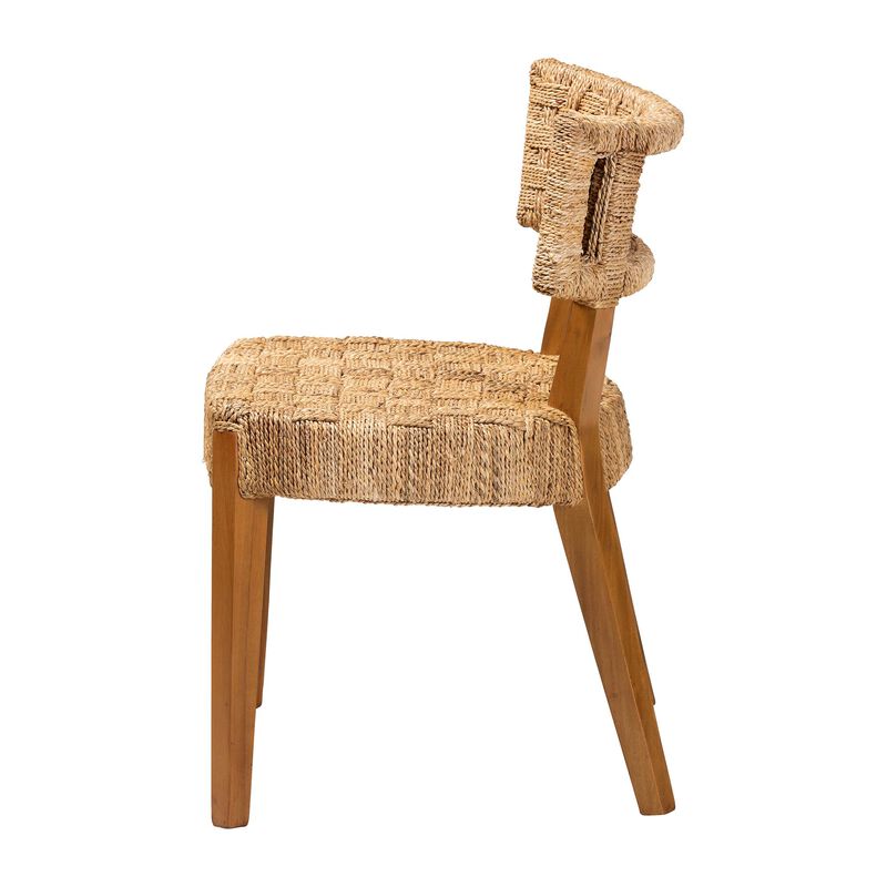 bali & pari Sabit Bohemian Seagrass and Mahogany Wood Dining Chair