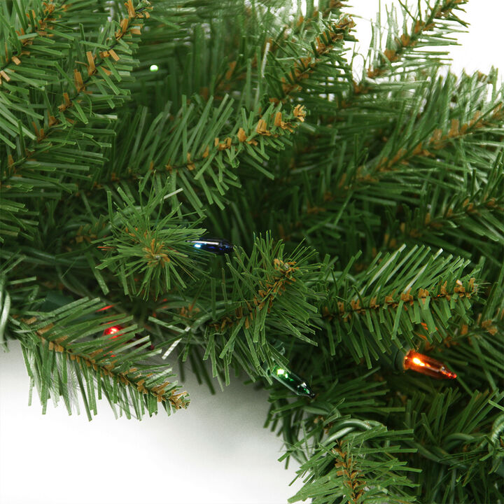 Pre-Lit Northern Pine Artificial Christmas Wreath - 24-Inch  Multi Color Lights