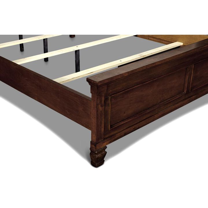 New Classic Furniture Furniture Tamarack Solid Wood King Panel Bed in Brown Cherry