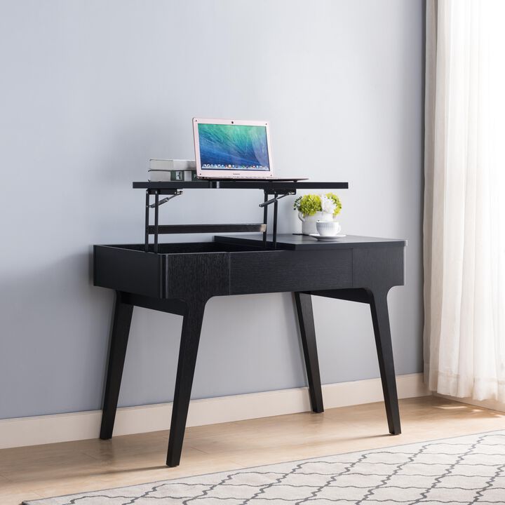 Black Home Office Lift Up Top Desk with Lift Up with USB & Power Outlet