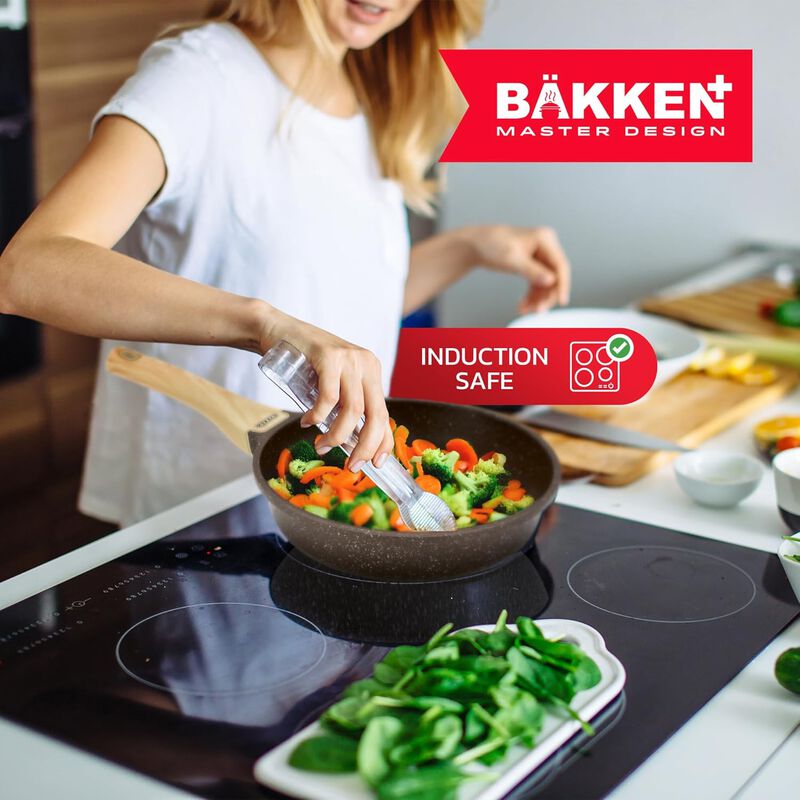 Kitchen Cookware Set - Nonstick Granite Coating, Pots and Pans with Handle Grips and Tempered Glass Lids, PFOA, PFOS, PTFE Free, Ceramic Max Temperature (Up To 500° F), Set of 20