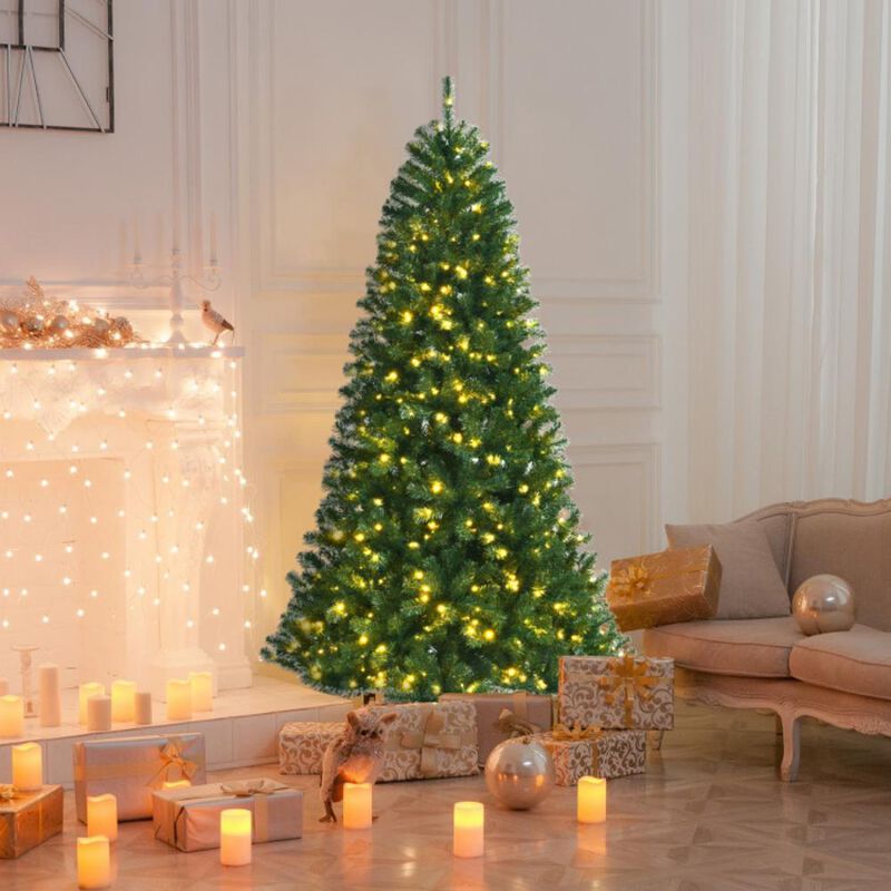 Artificial Hinged Christmas Tree with Remote-controlled Color-changing LED Lights