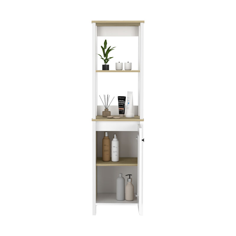 Linen Cabinet Jannes, Bathroom, Light Oak / White