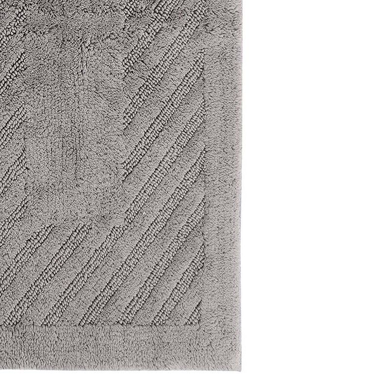 Knightsbridge Diagonal Racetrack 100% Cotton Reversible Bath Rug 21 X 34 Silver