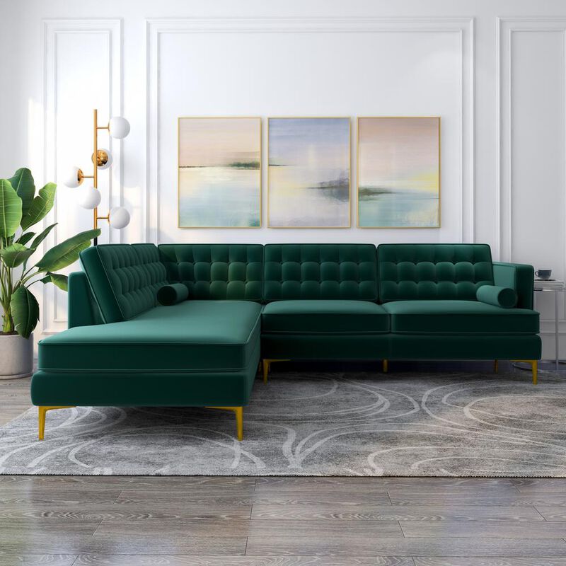 Ashcroft Furniture Co Brooke Velvet Sectional Sofa