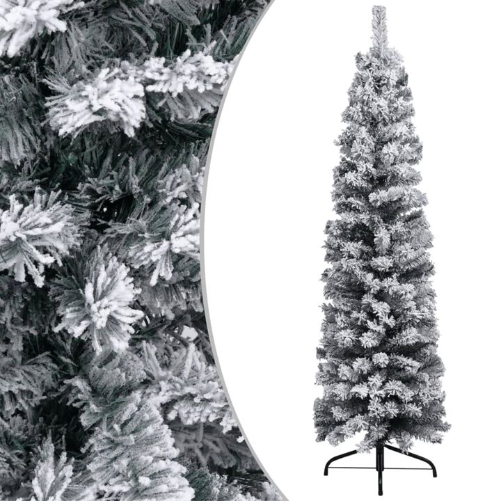 vidaXL Slim Artificial Christmas Tree with LEDs&Ball Set Green 59.1"