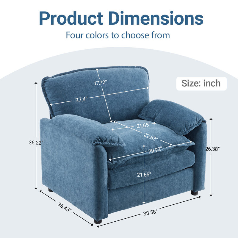 Merax Chenille Reading Armchair Accent Chair for Modern Living Room