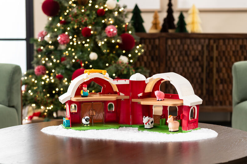Big Red Barn And Animals