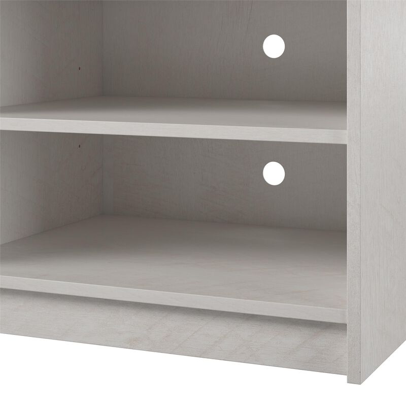 REALROOMS Hickory Hill 75" TV Stand with Electric Fireplace Space Heater and 6 Shelves