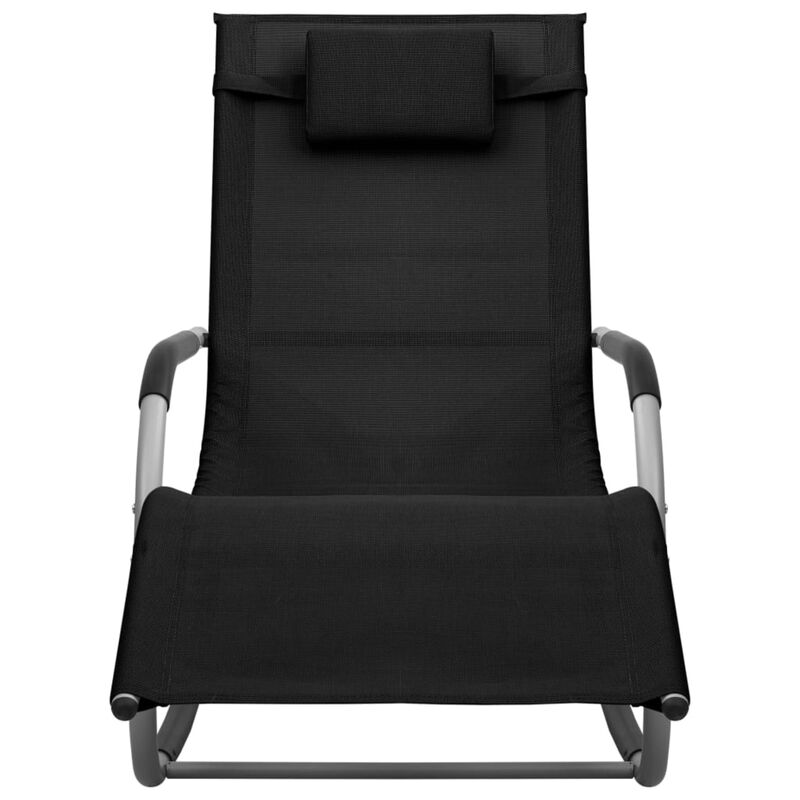 vidaXL Sun Loungers 2 pcs Textilene Black and Gray