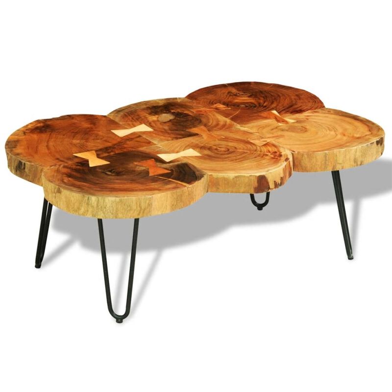 vidaXL Coffee Table 13.8" 6 Trunks Solid Sheesham Wood