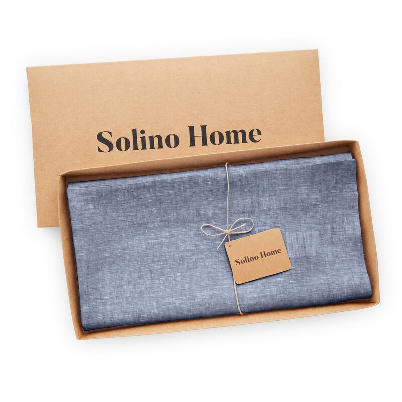 Solino Home 100% Pure Linen Table Throw 52 x 52 Inch | Athena