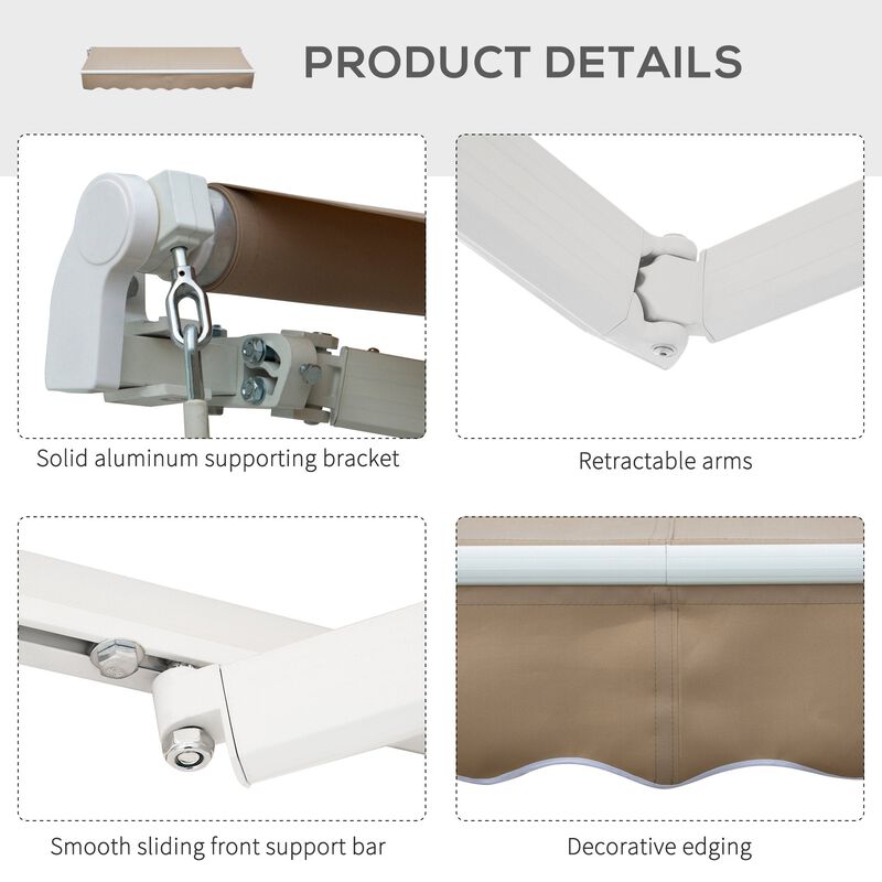 Brown Patio Shield: 8'x7' Manual Retractable Awning