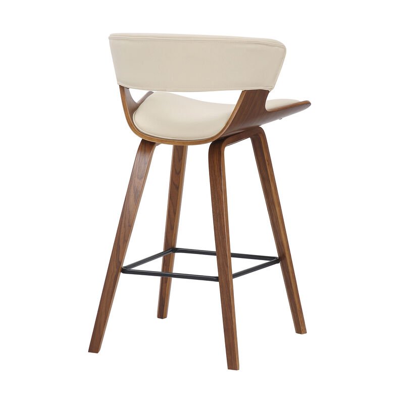 Jagger Modern  Wood and Black Faux Leather Counter Height Barstool