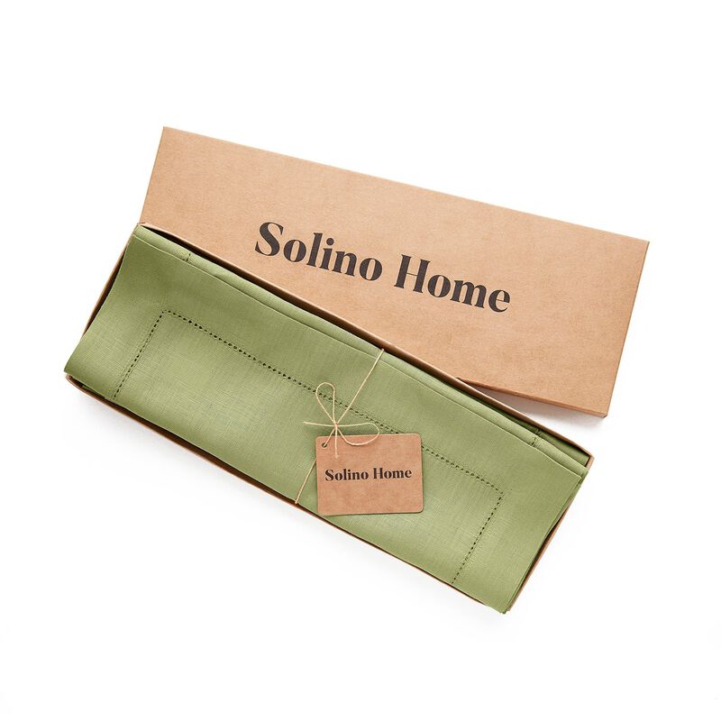 Solino Home 100% Pure Linen Placemats Set of 4 - 14 x 19 Inch | Classic Hemstitch