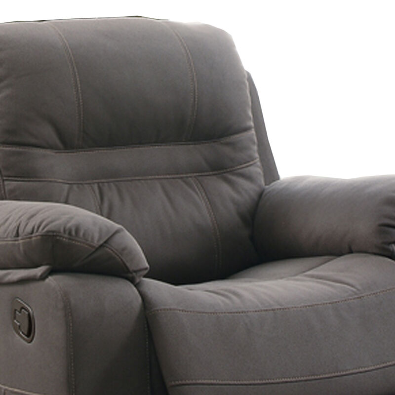 Leatherette Rocker Recliner In Gray-Benzara