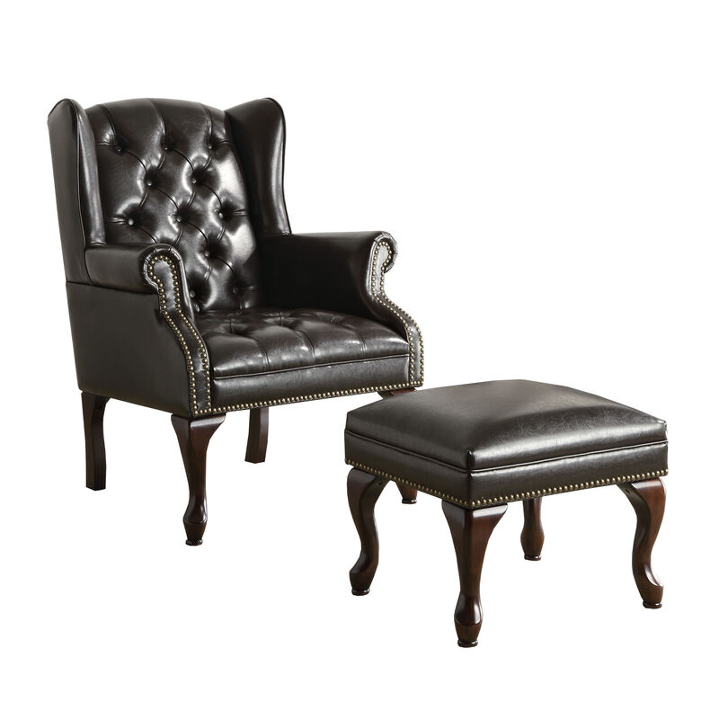 Significantly Grand Accent Chair withOttoman, Black-Benzara