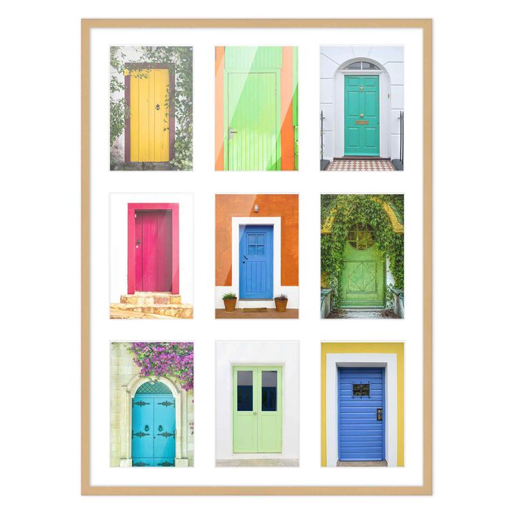 14.5x20.5 Wood Collage Frame with White Mat For 9 4x6 Pictures