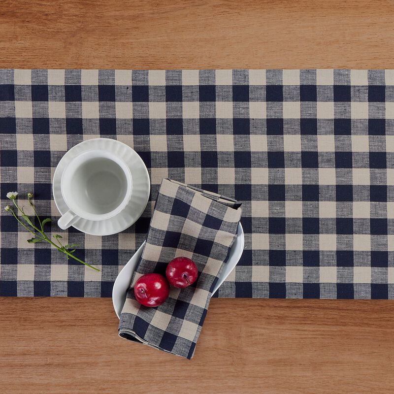Solino Home 100% Pure Linen Cloth Napkins 20 x 20 Inch Set of 4 Dinner Napkins | Morgan Check