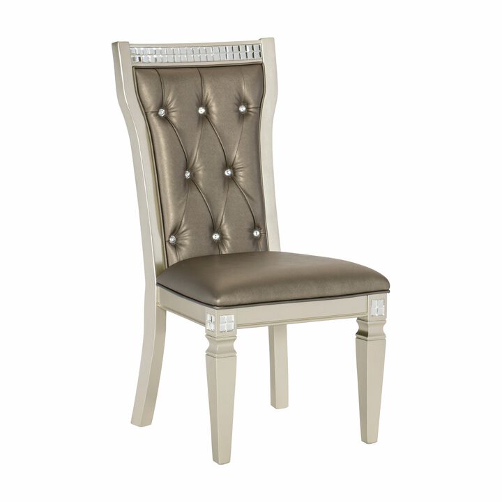 Chic Crystal Tufted Side Chair Set