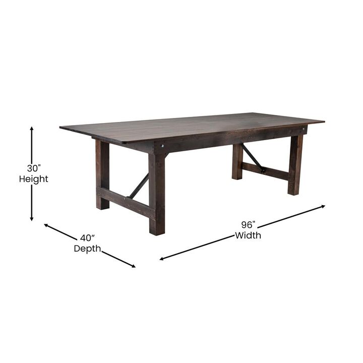 Flash Furniture 8' x 40 Farm Style Dining Table with X-Legs for Commercial and Residential Use