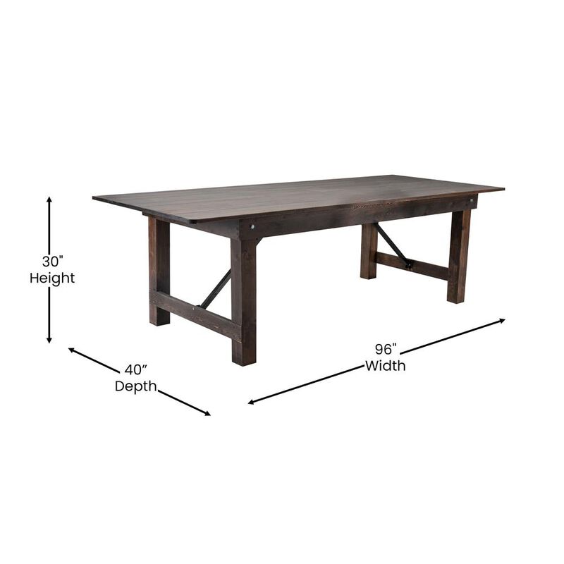 Flash Furniture 8' x 40 Farm Style Dining Table with X-Legs for Commercial and Residential Use