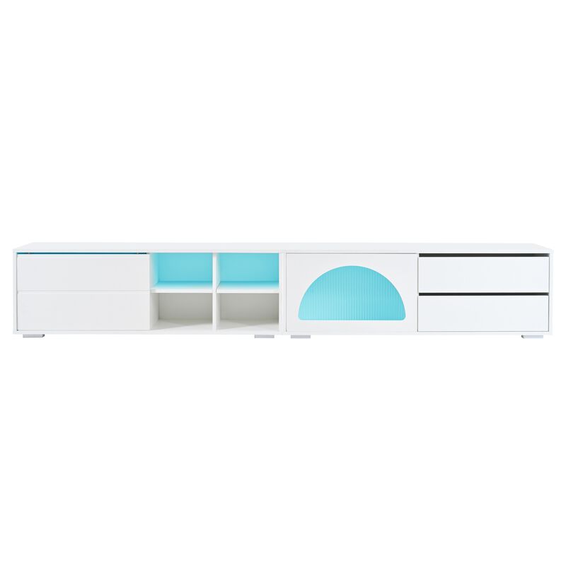 Merax Modern TV Stand with Fluted Glass Door