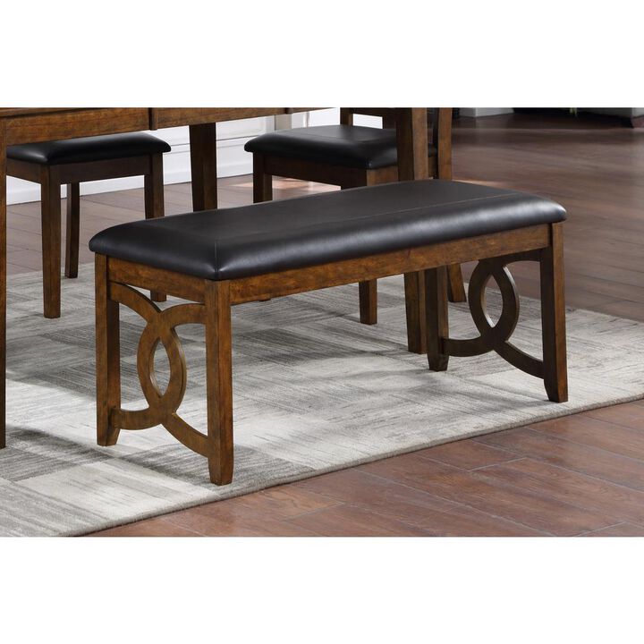 New Classic Furniture Furniture Gia 46 Solid Wood and Faux Leather Bench in Brown