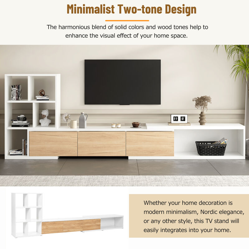 Merax Extendable TV Stand with 3 Tier Bookshelves