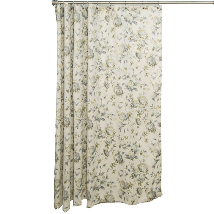 Ellis Curtain Abigail Classic Floral Design Button Holes Shower Curtain 72" x 72" Porcelain Ellis Curtain Abigail Classic Floral Design Button Holes Shower Curtain 72" x 72" Porcelain