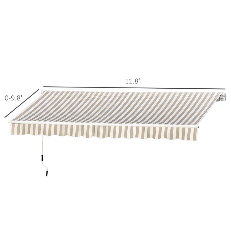 Beige/White Sun Cover: 12'x10' Adjustable Retractable Patio Awning