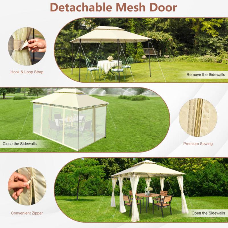 Hivvago 10 Feet x 13 Feet Tent Canopy Shelter with Removable Netting Sidewall