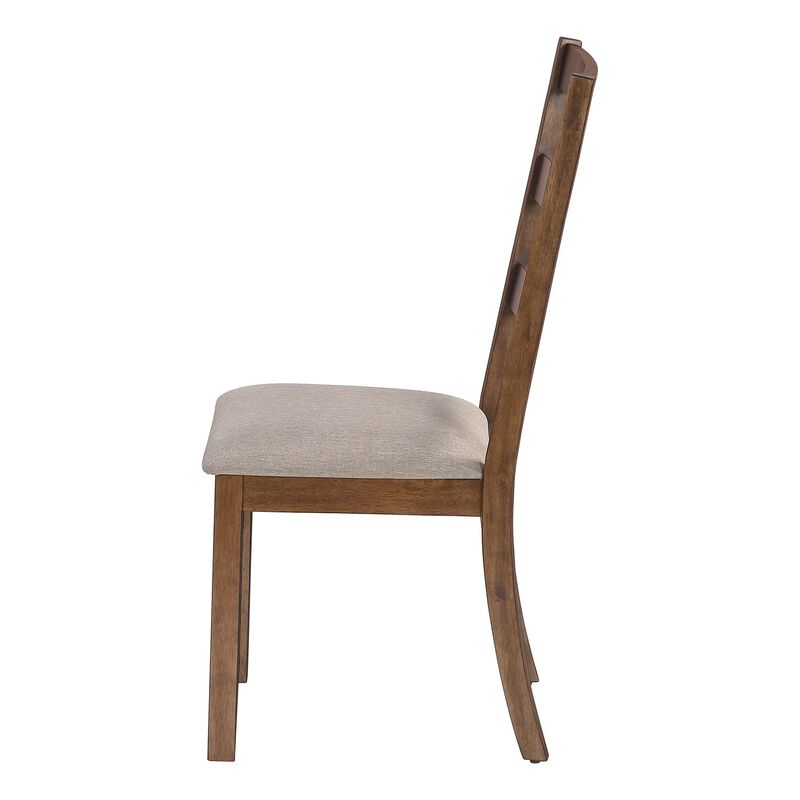 Monarch Specialties I 1313 - Dining Chair, Set Of 2, Side, Upholstered, Kitchen, Dining Room, Brown Fabric, Walnut Wood Legs, Transitional