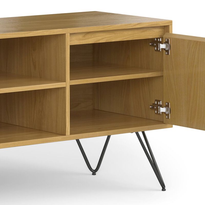 Simpli Home Hunter Tv Media Stand In Oak Veneer