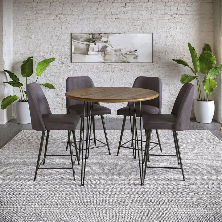 Jofran Five Piece Round Modern  Solid Wood Counter Height Dining Set