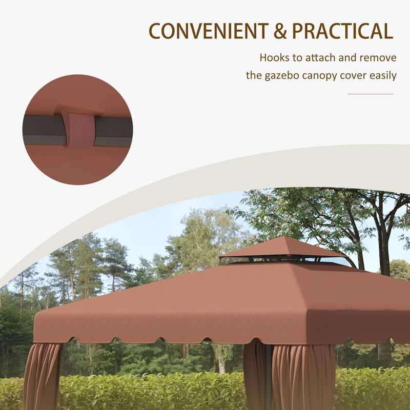 Coffee Gazebo Top: 9.8x9.8 ft Replacement Canopy with Double Vented Roof