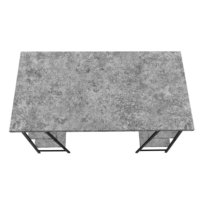 Monarch Specialties I 7526 Computer Desk, Home Office, Laptop, Storage Shelves, 48"L, Work, Metal, Laminate, Grey, Black, Contemporary, Modern