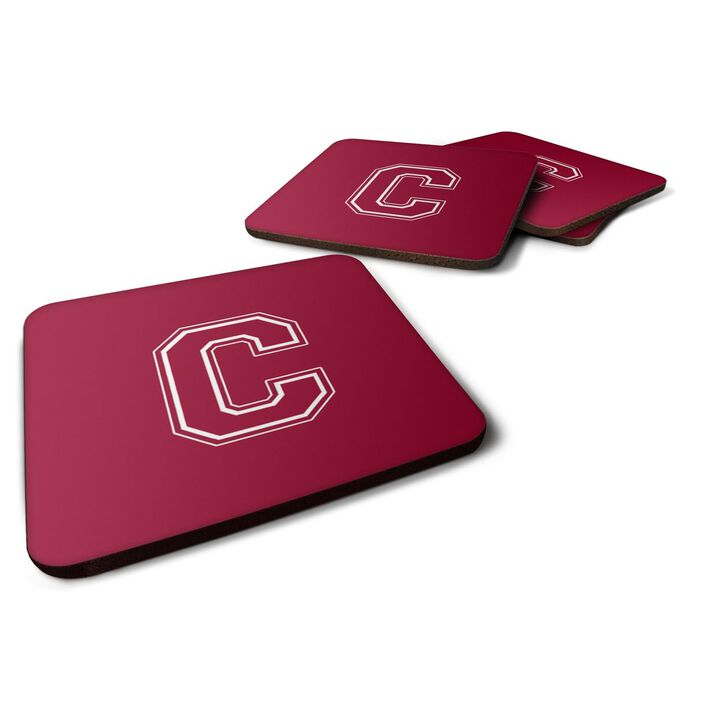 Caroline's Treasures CJ1032-CFC Monogram-Maroon and White Foam Coasters (Set of 4), Initial Letter C, 3.5 H x 3.5 W, Multicolor