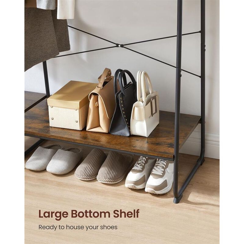 Clothing Rack with Shoe Shelf Versatile Entryway Organizer