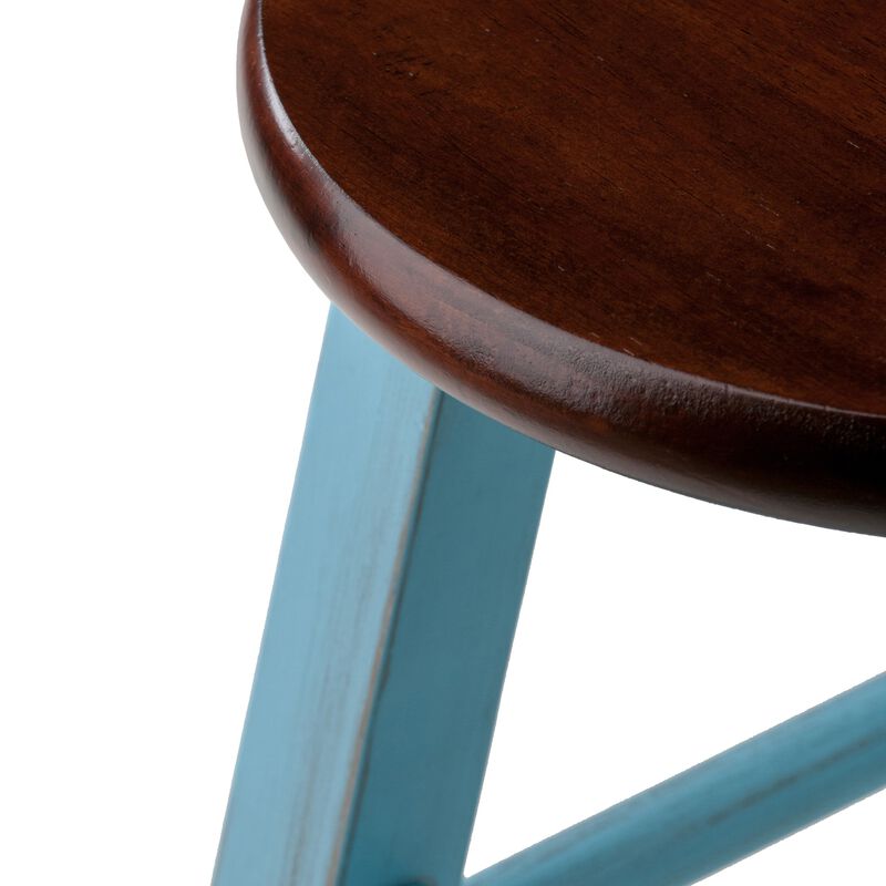 Winsome Wood Ivy model name Stool 13.4 x 13.4 x 24.2" Rustic Light Blue/Walnut